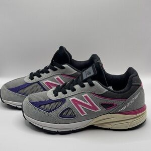 New Balance x Kith Gray and Purple Sneakers with Pink Accents